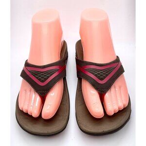 Womens Size 6 Vionic Pink & Brown Atlas Flip Flops Sandals EUC